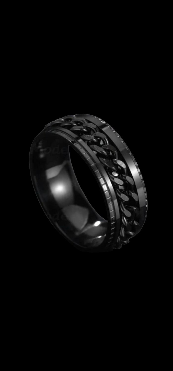 Black fidget stainless Steel Band Ring