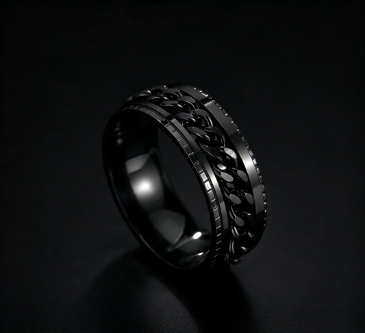 Black fidget  stainless Steel Band Ring
