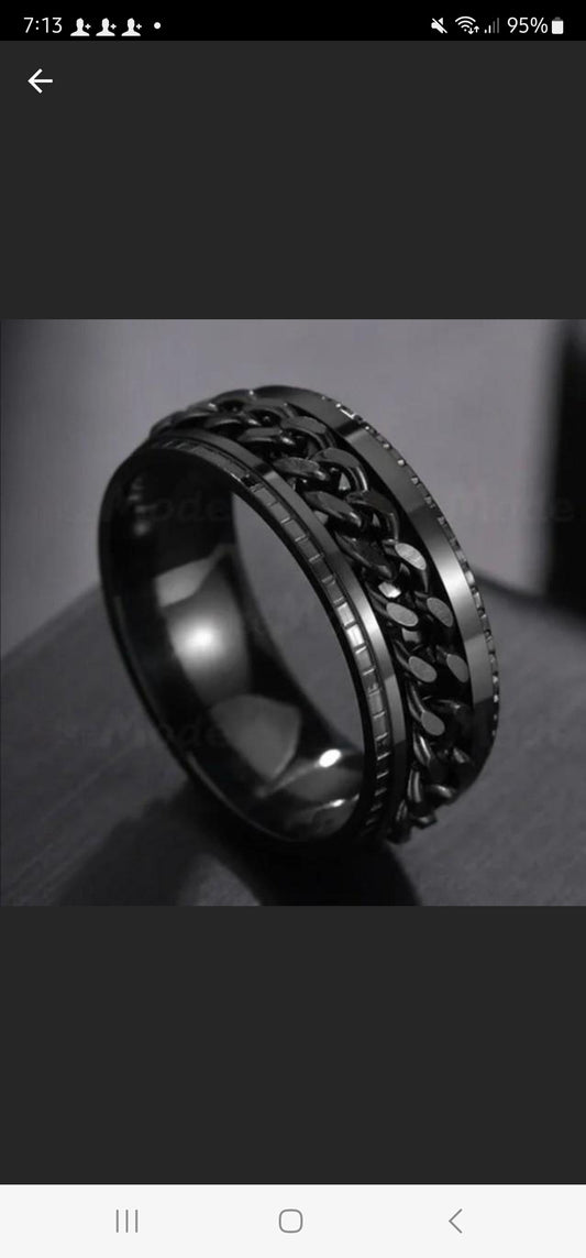 Black fidget  stainless Steel Band Ring