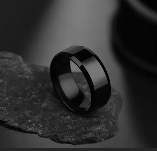 Black stainless Steel Band Ring