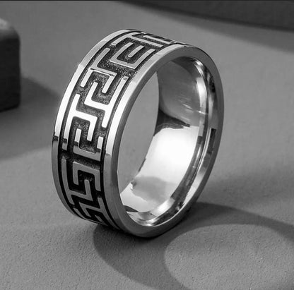 Greek Stainless Steel Band Ring