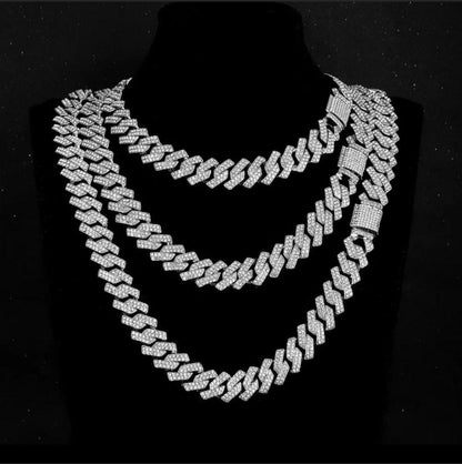 ICED OUT Bling Prong Miami Rhinestone Cuban Link chain